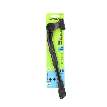 URSUS BEQUILLE VELO LATERALE REGLABLE 27.5 / 28 / 29'' KING EVO REAR XL ALU NOIR E BIKE / VAE FIXATIONS 40 mm