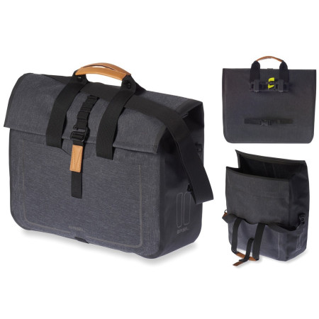 Basil sacoche business Urban Dry imperméable charcoal melee 20l