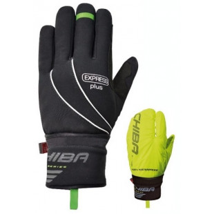 CHIBA gants Cycliste EXPRESS+ Hiver noir+mouffle fluo