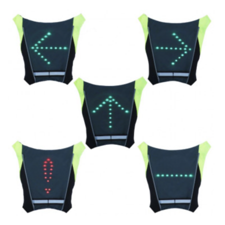 Gilet clignotant 5 modes/48 leds avec télécommande sans fil pour vélo et trottinette Gilet clignotant 5 modes/48 leds avec télécommande sans fil pour vélo et trottinette